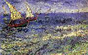 Vincent Van Gogh Boats at Sea, Saintes-Maries-de-la-Mer painting